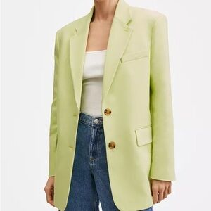 NEW Mango Structured Cotton Blazer Lime XS
